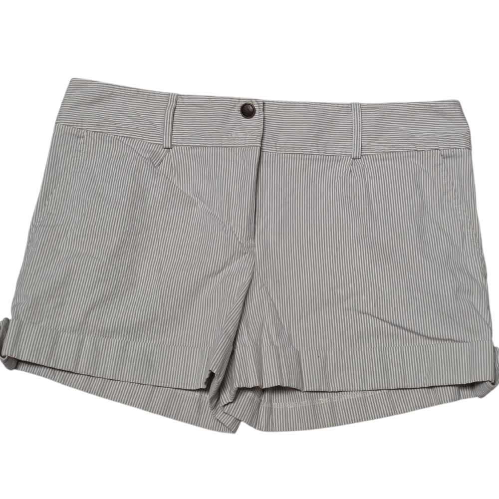 Shoshanna Tan & White Pin Striped Nautical Sailor Chic Shorts